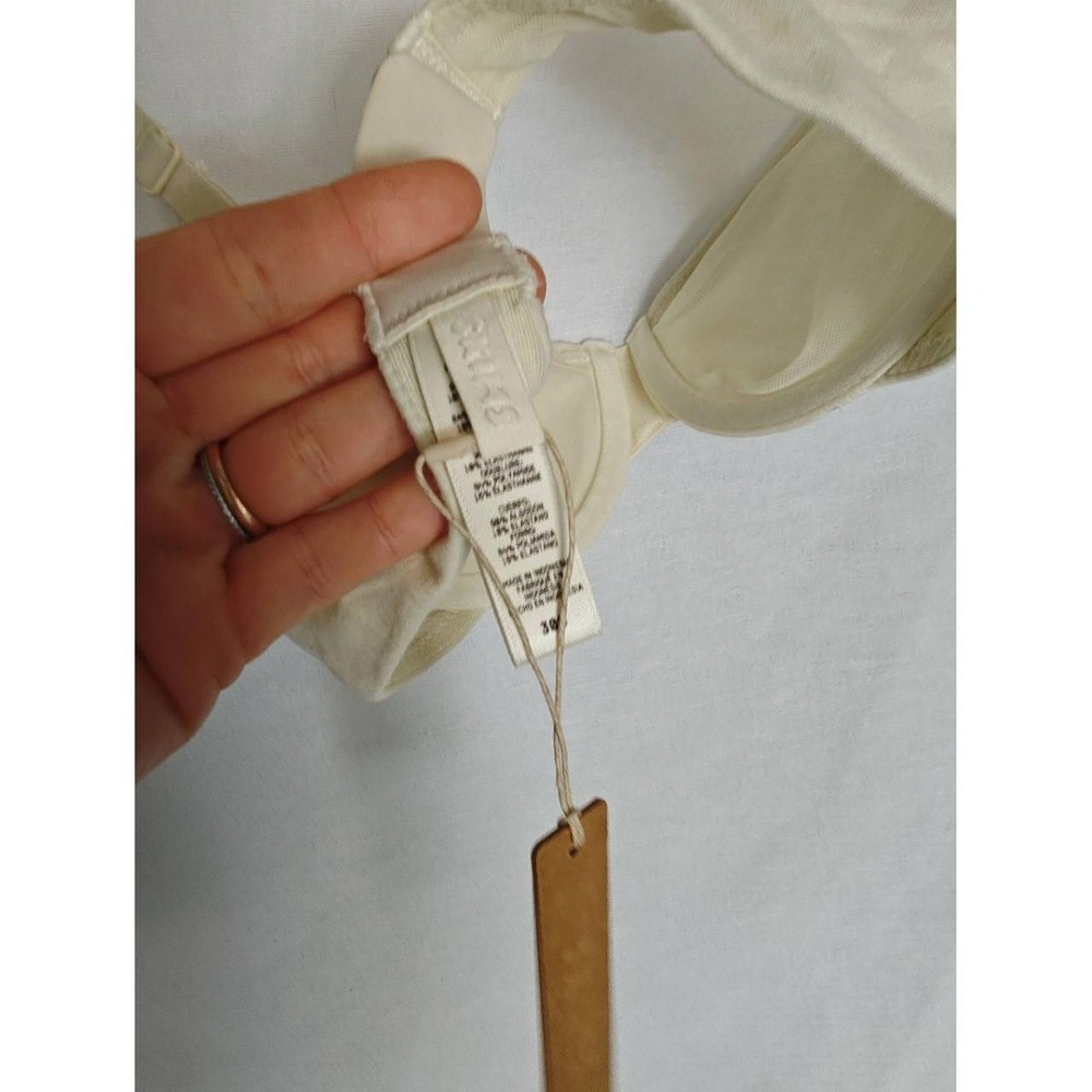 SKIMS Bra Cotton Jersey T-Shirt Bone Cream‎ 30B Underwire Mesh Unlined New - Picture 6 of 7